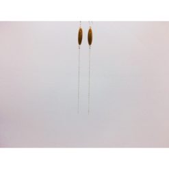 Boucles d'oreilles longues bonbon pimenté miel + fil émaillé blanc