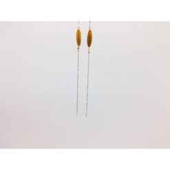 Boucles d'oreilles longues bonbons pimentés miel + fil argent