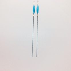 Boucles d'oreilles xxl bonbon pimenté bleu turquoise + fil bleu ciel