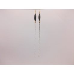 Boucles d'oreilles xxl bonbon pimenté noir réglisse + fil chiné noir blanc or