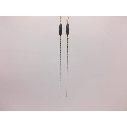 Boucles d'oreilles xxl bonbon pimenté noir réglisse + fil chiné noir blanc or