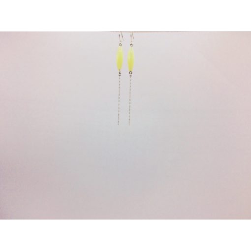 Longues boucles d'oreilles bonbon pimenté jaune lime + fil blanc