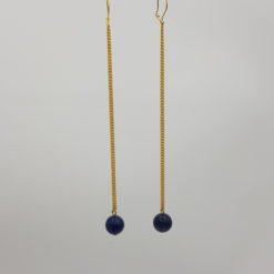 pendant d'oreille lapis lazuli et fil gourmette