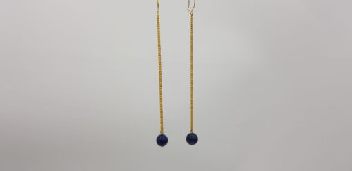 pendant d'oreille lapis lazuli et fil gourmette