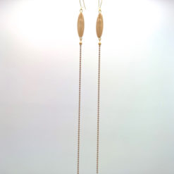 Longues boucles d'oreilles Bonbon Pimenté Cristal de Bohême Sable + Fil d'Or laiton émaillé Caramel
