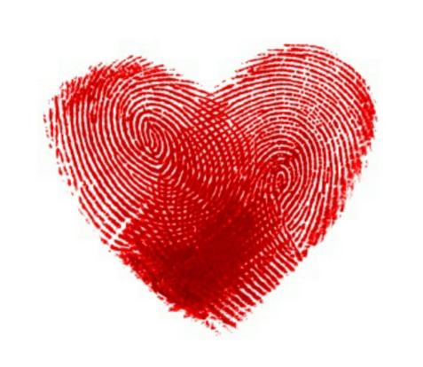 Coeur Emprunte digitale rouge baiser oui vous êtes son héros