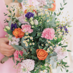 fête des mamans bouquet fleur orange violet bleu rose blanc