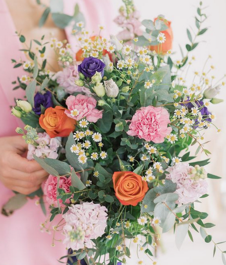 fête des mamans bouquet fleur orange violet bleu rose blanc